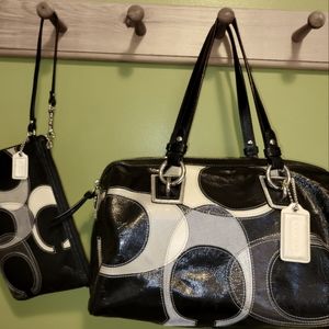 Vintage Coach Leather Handbag and Wrislet